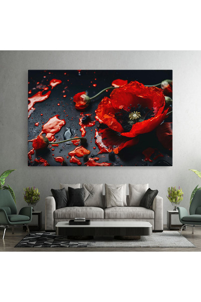 Arthub Canvas Painting, Bedroom And Living Room, Flowers, Beautiful Red Poppy Liquid