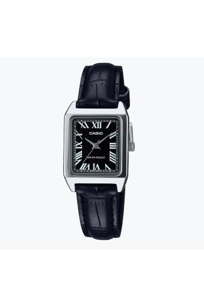 Casio Quartz ساعة يد نسائية قياسية من تشيبوكاشي LTP-V007L-1B، مصنوعة من الفولاذ المقاوم للصدأ والجلد،