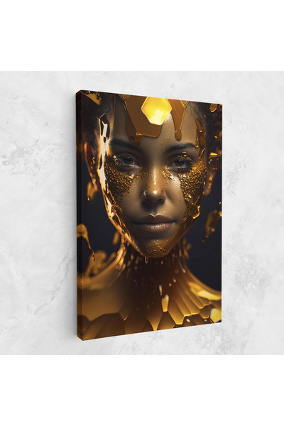 Arthub Canvas Painting, Bedroom And Living Room, Women, Gold Honeycomb Girl