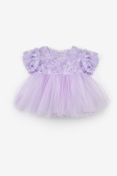Le Mabelle Lilac Rose Detailed Baby Girl Dress - Elina