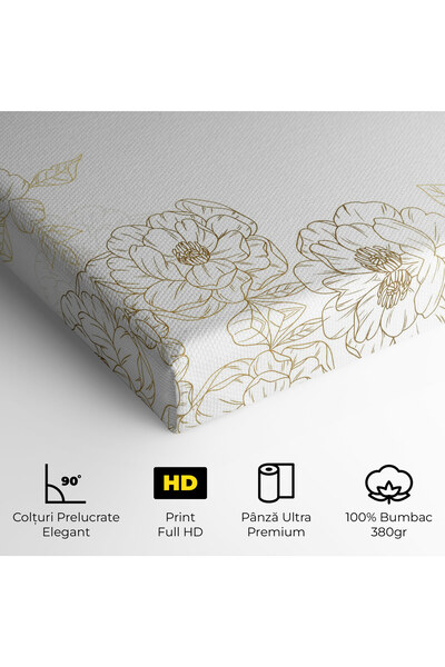 Arthub Canvas Painting, Bedroom And Living Room, Flowers, Flower Gold Line