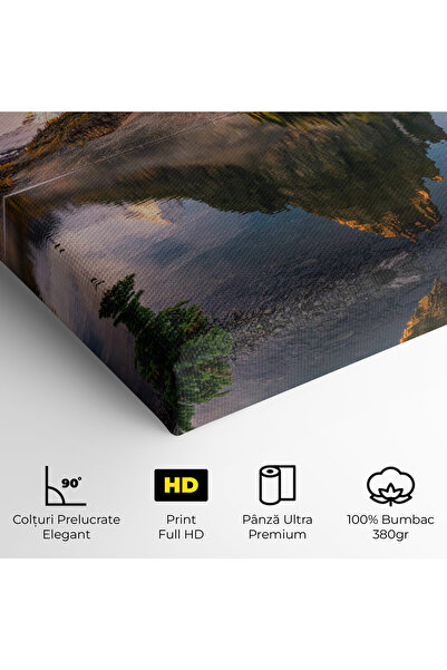 Arthub Canvas Painting, Bedroom And Living Room, Landscapes, Mountain Sunrise Lake