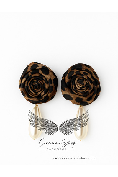 Cerenimo Shop Pearl Rose Leopard Earrings