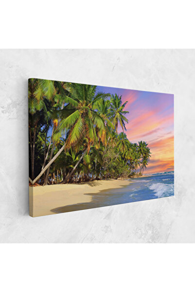 Arthub Canvas Painting, Bedroom And Living Room, Landscapes, Coconut Tree Sunset