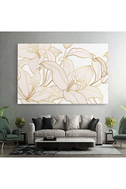 Arthub Canvas Painting, Bedroom And Living Room, Flowers, Gold Lily