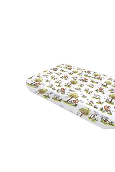 Qmini Cearceaf cu elastic, Qmini, Pentru pat 160x80 cm, Din bumbac, Fox on bikes