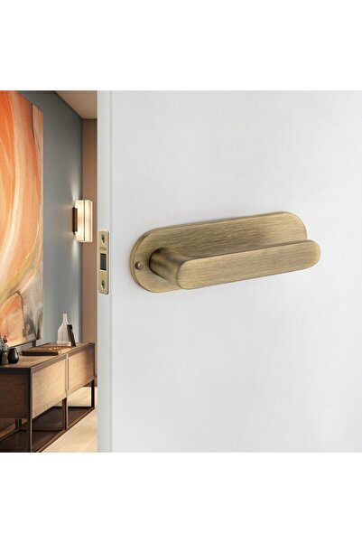 System Solo Otel Tipi Kendinden Kilitli Aynalı Kapı Kolu Antik Renk