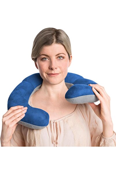 Travelon Deluxe Wrap-n-Rest Travel Neck Pillow, Cobalt/Gray, One Size, Polyester