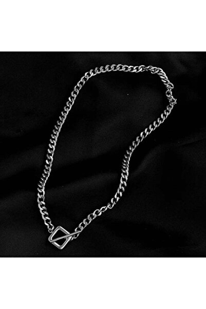 Pursehuit Colier argintiu, oțel inoxidabil, suflat cu aur de 18k, cu zale, Sv...