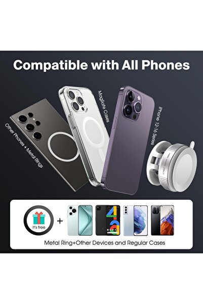 Generic Vacuum Magnetic Suction Phone Holder - Foldable Retractable Hands-Free Suction Cup Mount