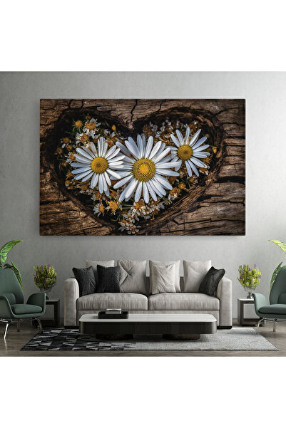 Arthub Canvas Painting, Bedroom And Living Room, Flowers, Heart Shaped Daisy