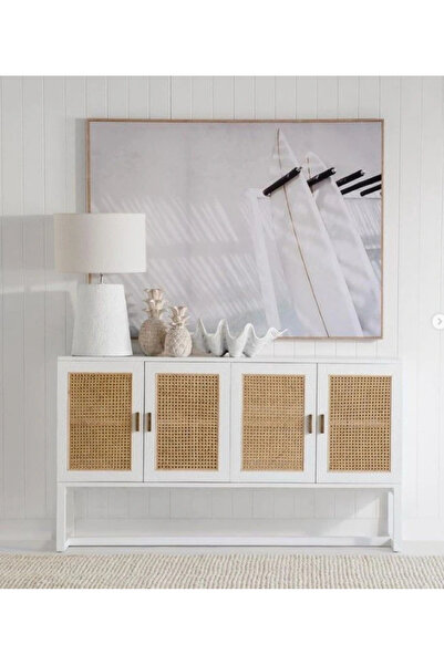 ŞafakMobilya Vista Masif Ahşap Hazeranlı Beyaz Konsol