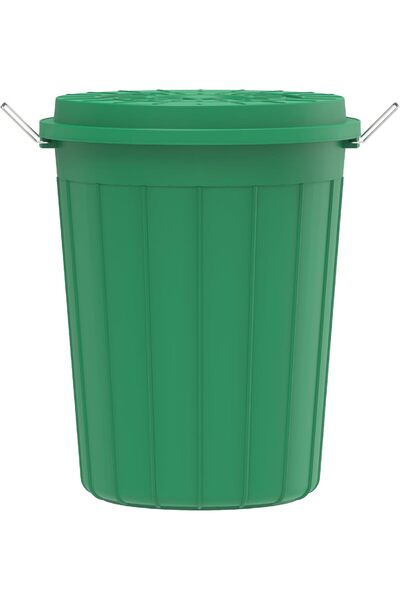 Cosmoplast 100L Round Plastic Trash Bin with Lid - Green (Top-Opening)