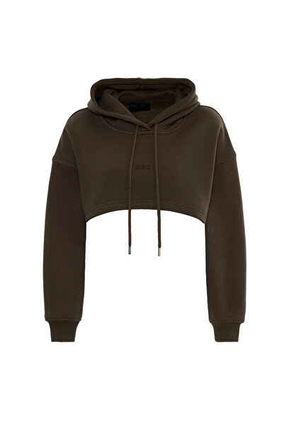 MORREZ Kahverengi Crop Sweatshirt