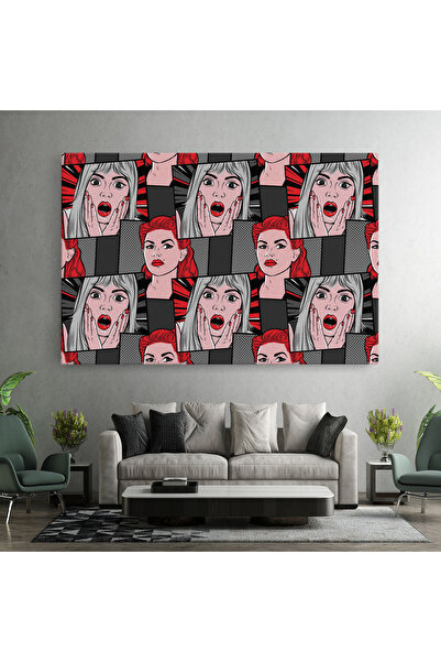 Arthub Canvas Painting, Bedroom And Living Room, Modern, Grey Red Pop Art