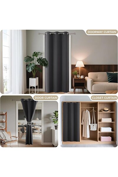 JOYDECO Entry/Closet Door Curtain - Polyester Blackout Panel, Gray