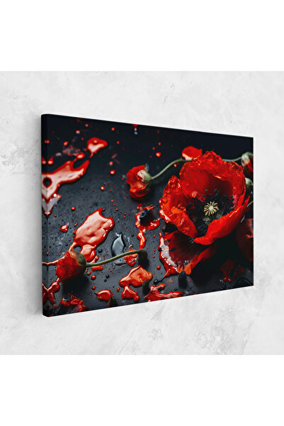 Arthub Canvas Painting, Bedroom And Living Room, Flowers, Beautiful Red Poppy Liquid
