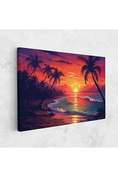 Arthub Canvas Painting, Bedroom And Living Room, Landscapes, Purple Orange Sunlight