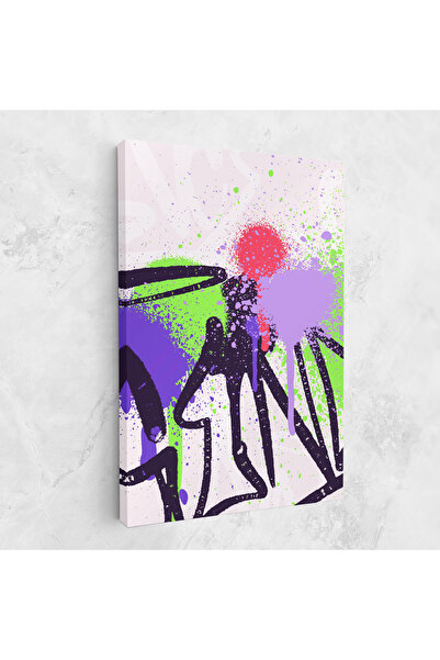 Arthub Canvas Painting, Bedroom And Living Room, Modern, Green Purple Graffiti
