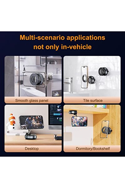 Generic Foldable Retractable Magnetic Car Phone Holder - 360° Rotating Vacuum Suction Cup