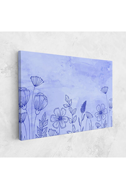 Arthub Canvas Painting, Bedroom And Living Room, Flowers, Blue Line Plant