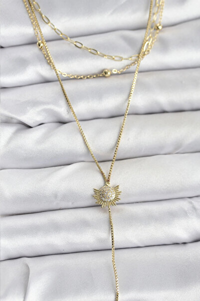 Epilons Bfs Brass Gold Color Zircon Stone Sun Model Detailed 3-Piece Combinat...