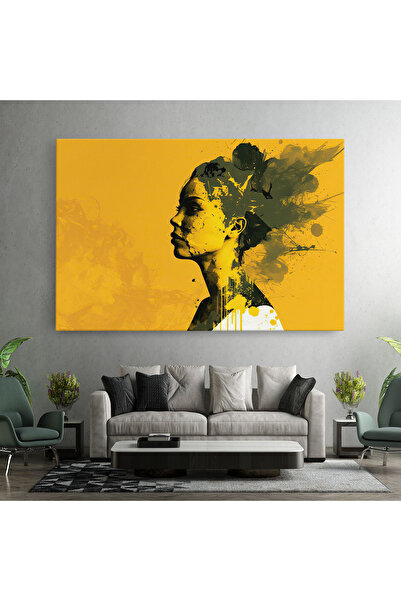 Arthub Canvas Painting, Bedroom And Living Room, Women, Thinking Yellow