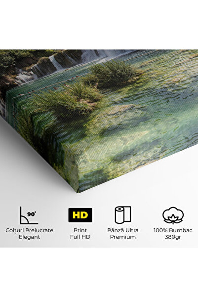 Arthub Canvas Painting, Bedroom And Living Room, Landscapes, Green Waterfall