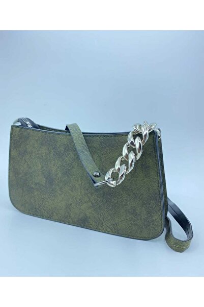 Qulothes Nubuk & Zincir Desenli Mini Kadın Kol Çantası