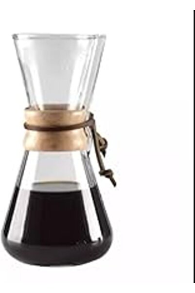 Generic Chemex-style Glass Carafe with Wooden Handle for Specialty Coffee, 600 ml -