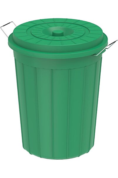 Cosmoplast 100L Round Plastic Trash Bin with Lid - Green (Top-Opening)