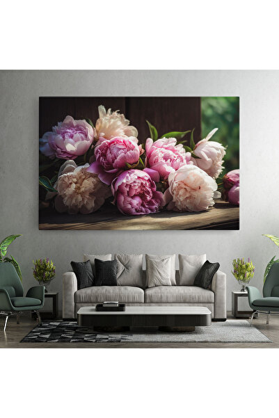 Arthub Canvas Painting, Bedroom And Living Room, Flowers, Peonies On The Table