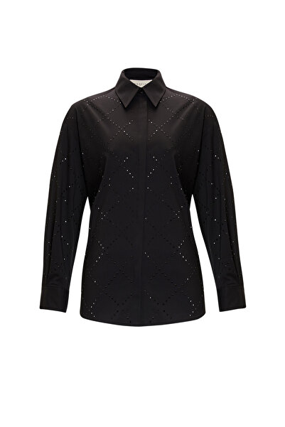 Exquise Cămașă din bumbac cu mânecă lungă, fără buzunare, cu model de piatră