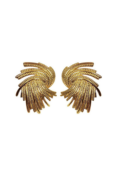 Pursehuit Gold-colored earrings, braided, stainless steel, blown with 18k gold, Sesilia C4