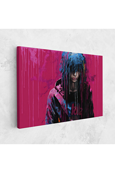 Arthub Canvas Painting, Bedroom And Living Room, Modern, Blue Pink Falling Paint