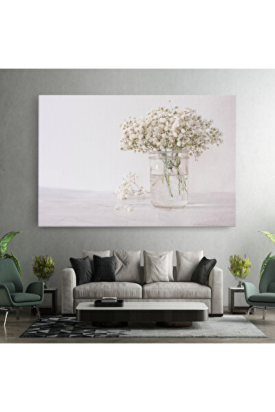Arthub Canvas Painting, Bedroom And Living Room, Flowers, White Tiny Flower Vase