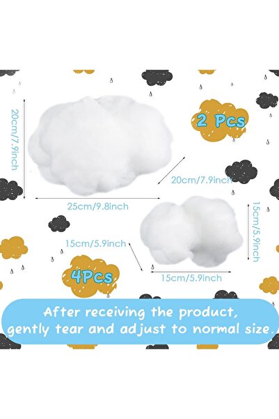 Generic Artificial Cloud Ceiling Decorations with Paper Raindrop Ornaments, Hanging Home Decor (14 Pieces)