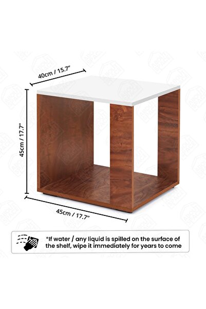 Generic About Space Wooden Side Coffee Table - Red Walnut, 40x45x45 cm