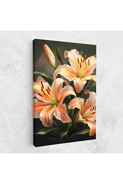 Arthub Canvas Painting, Bedroom And Living Room, Flowers, Light Orange Lily
