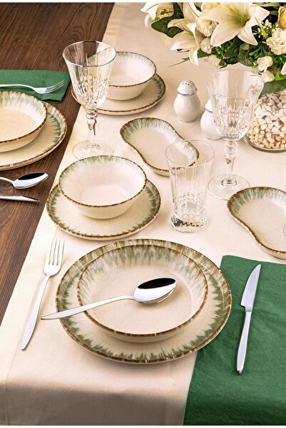 Noble Life Green Line 27 Parça Porselen Yemek Takımı