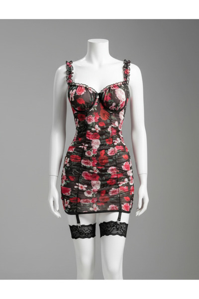 CAMELIA Gül Desenli Kısa Gecelik