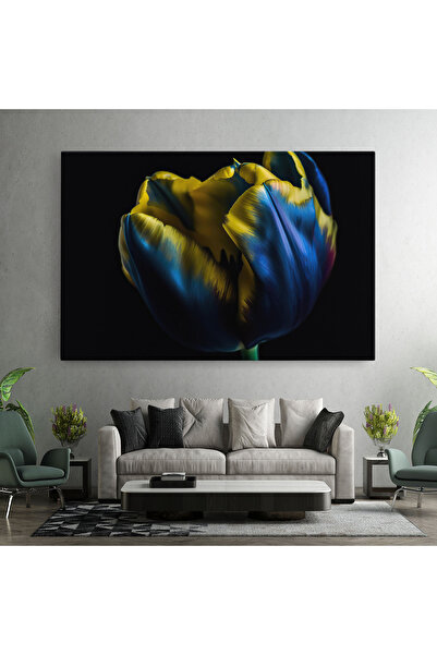 Arthub Canvas Painting, Bedroom And Living Room, Flowers, Yellow Blue Tulip