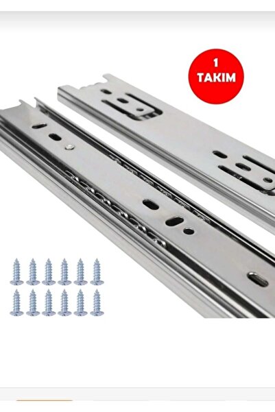 Minnes 45 CM BİLYALI RAY ÇEKMECE SİSTEMİ 1 TAKIM 2 ADET RAYLI FRENSİZ TELESKO...