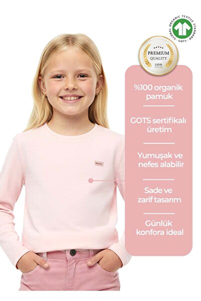 Ozmoz By Mukadder Özden Organic Light Pink Winter Girls' Thin Sweatshirt