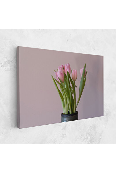 Arthub Canvas Painting, Bedroom And Living Room, Flowers, Pink Tulips Vase