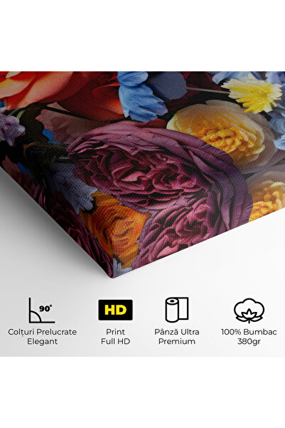 Arthub Canvas Painting, Bedroom And Living Room, Flowers, Blue Orange Bouquet