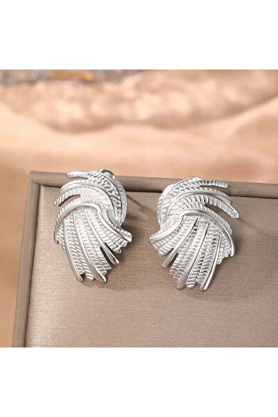 Pursehuit Silver-colored, braided, stainless steel earrings, 18k gold-plated, Selma C4