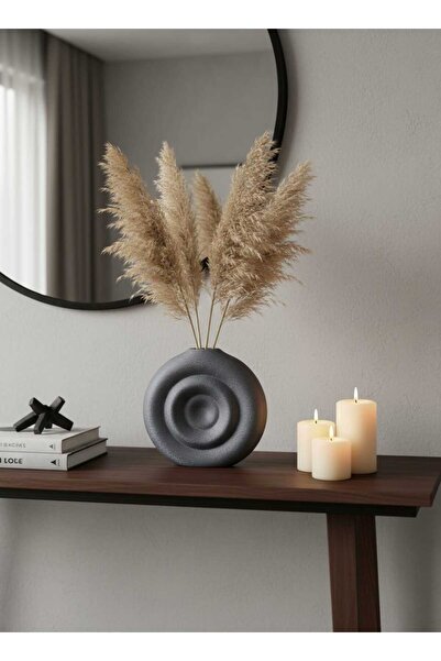 Storizaa مزهرية رمادية بتصميم بوهيمي زخرفي على الطراز الاسكندنافي البسيط بموض...