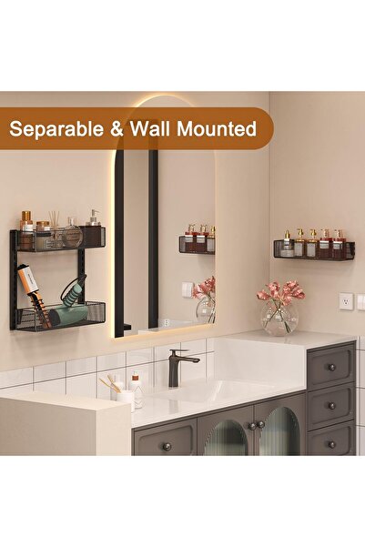 Generic 6-Tier Over-Door Hair Dryer Holder, Wall-Mount Adjustable Hair Tool Organizer, Iron Metal Black - Cu