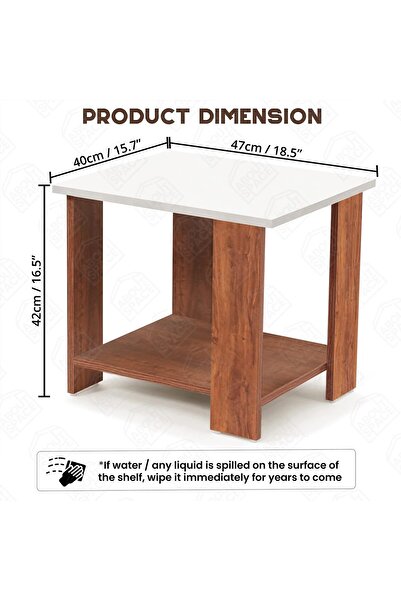 Generic ABOUT SPACE Wooden Side Table - Nightstand Organizer, Space-Saving Storage (47×40×42 cm)